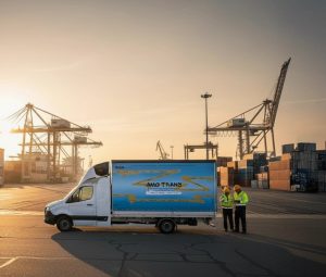 De fysieke voorbereiding in de praktijk: een zending arriveert veilig in de haven, klaar voor de volgende stap in de logistieke keten.