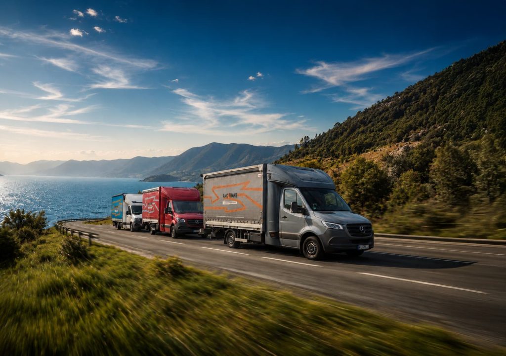 Busy AMG Trans podczas przewozu kabotażowego na trasie w Unii Europejskiej